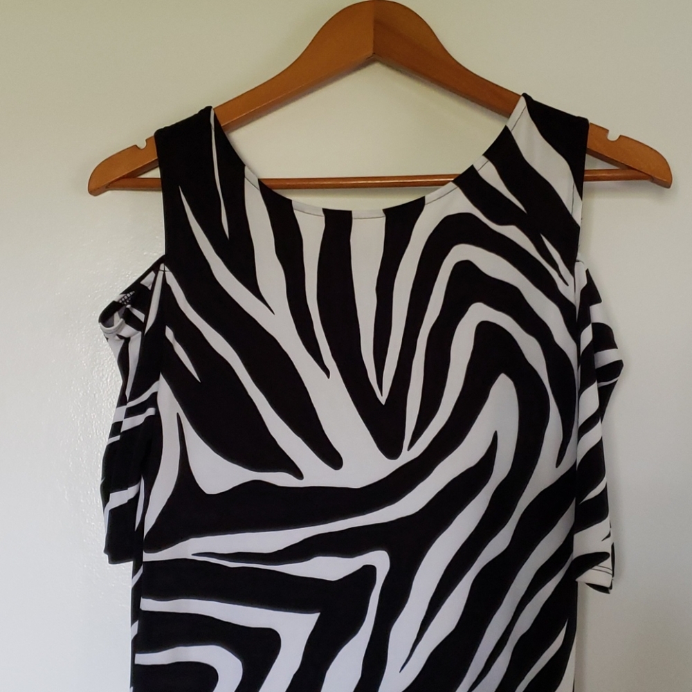 Chicos Cold Shoulder Zebra Maxi Dress